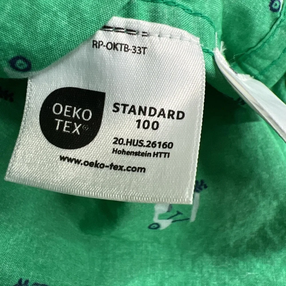 Lands End Shirt Mens M Green Golf Cart Print Short Sleeve Button Traditional Fit